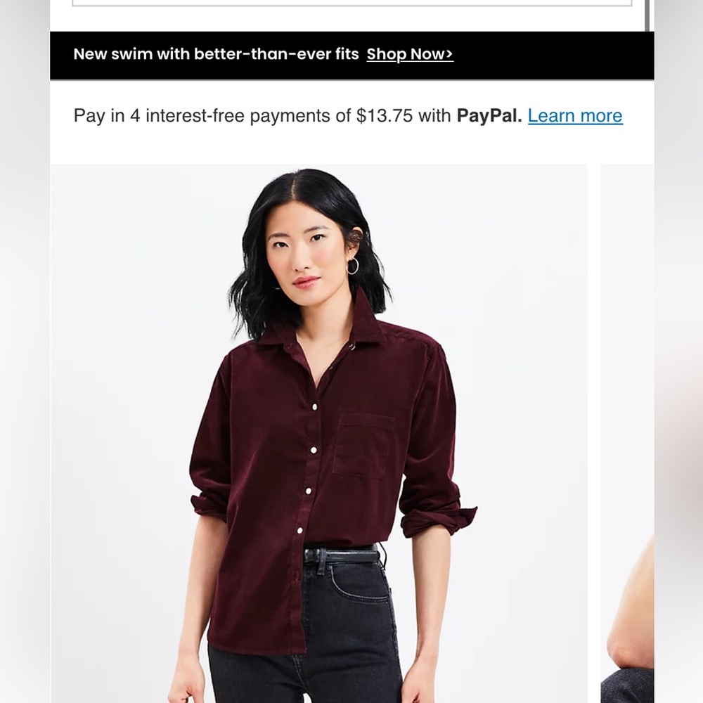Loft corduroy relaxed fit everyday shirt.